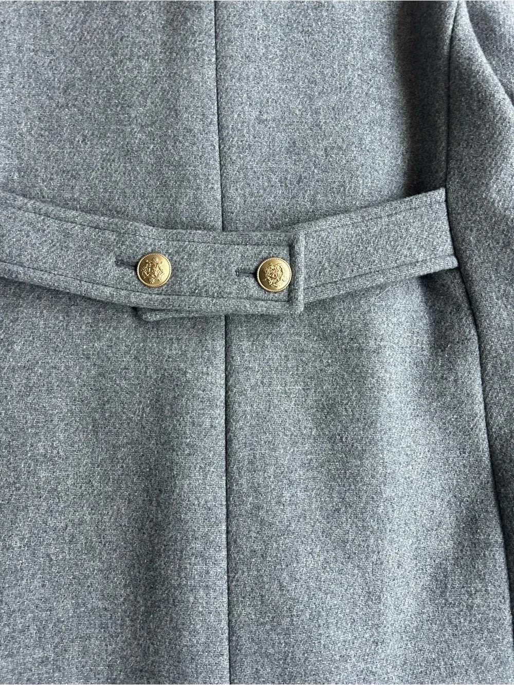 J.Crew Women's Gray Double-Breasted Wool  Stadium Cloth Coat with Gold Buttons - Picture 9 of 9
